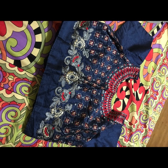 Navy floral print Saree sari - Picture 5 of 8